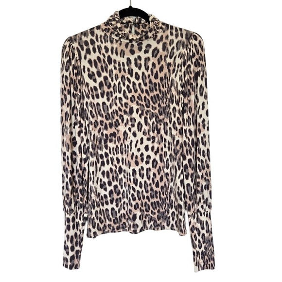 VENUS Leopard Print Stretch Mock Neck Top Size S Y2K‎ Glam Retro Mobwife Fierce - Picture 1 of 13
